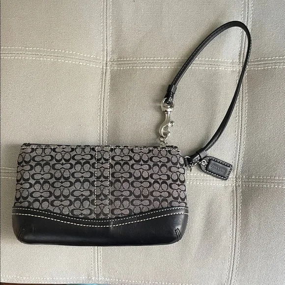 Coach Monogram Black and Gray Wristlet - Picture 2 of 3